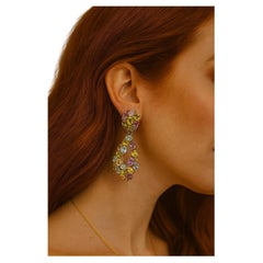 Bochic "Orient" Vintage Amatista, Peridoto y Citrino  Conjunto Pendientes Oro 18K&Silv