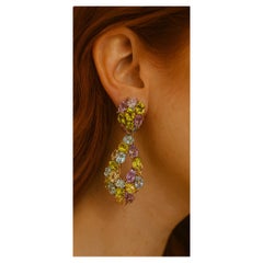 Bochic “Orient” Vintage Amethyst, Peridot & Citrine  Earrings Set 18K Gold&Silv