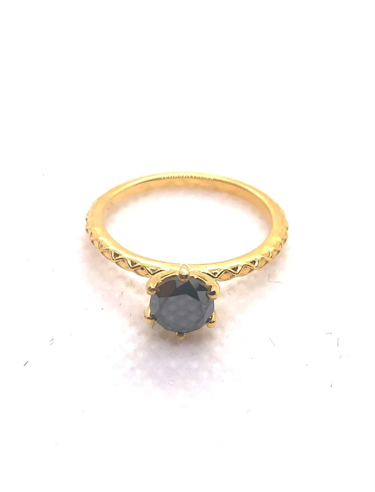 Bochic “Orient” Vintage Black Diamond Vintage Retro Ring Set In 18K Gold & Silve For Sale 5