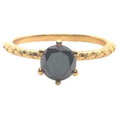 Bochic “Orient” Vintage Black Diamond Vintage Retro Ring Set In 18K Gold & Silve