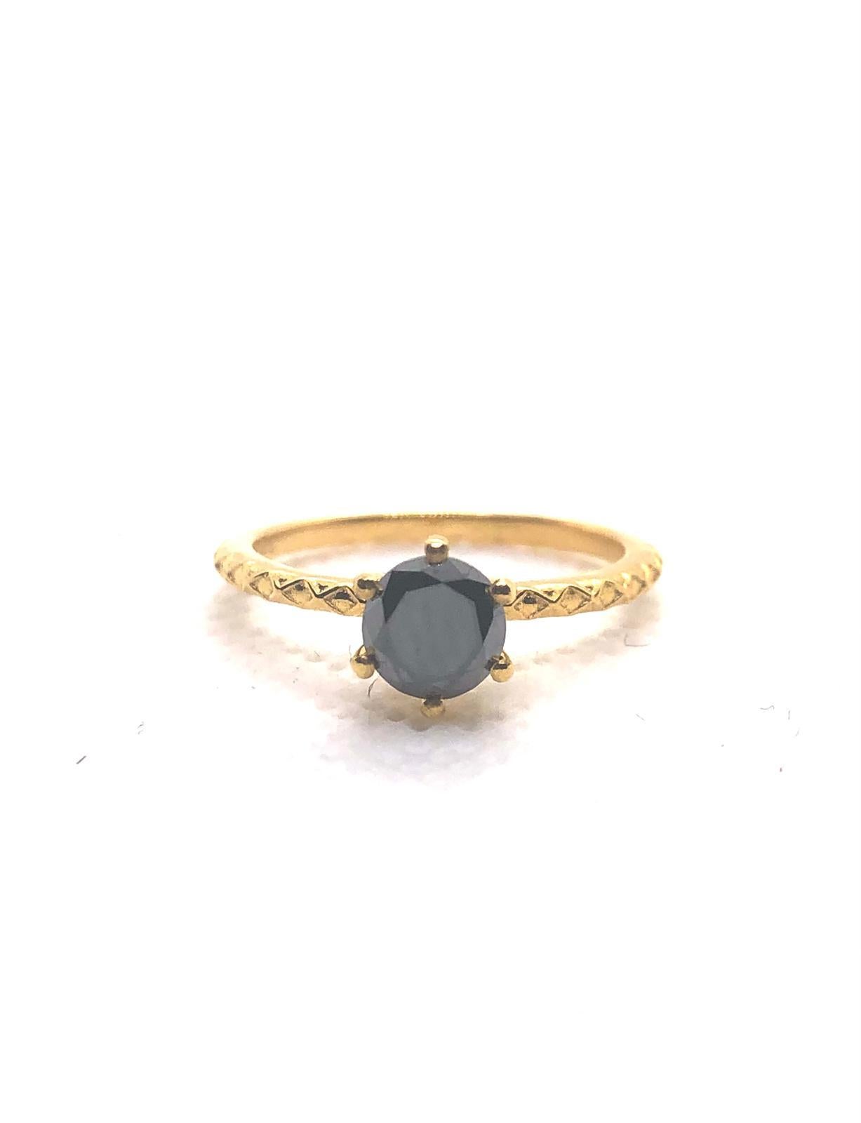 Bochic “Orient” Vintage Black Diamond Vintage Retro Ring Set In 18K Gold & Silve For Sale 4