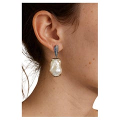 Bochic “Orient” Vintage Blue Sapphire & Pearl Earrings Set 18K Gold & Silver