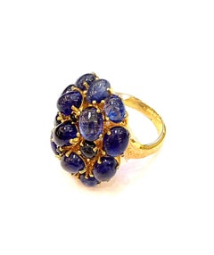 Bochic “Orient” Vintage Blue Sapphire Vintage Cluster Ring Set 18K Gold & Silver