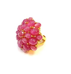 Bochic “Orient” Vintage Bubble Cabochon Ruby Ring Set In 18K Gold & Silver