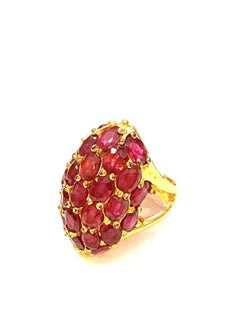 Bochic “Orient” Vintage Bubble Cabochon Ruby Ring Set In 18K Gold & Silver
