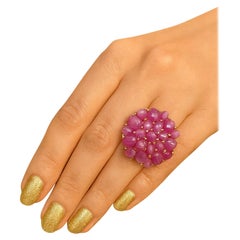 Bochic "Orient" Vintage Bubble Cabochon Rubin Ring Set in 18K Gold & Silber