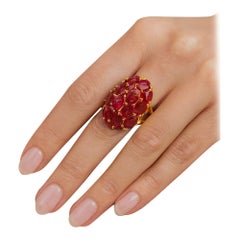 Bochic “Orient” Vintage Bubble Cabochon Ruby Ring Set In 18K Gold & Silver