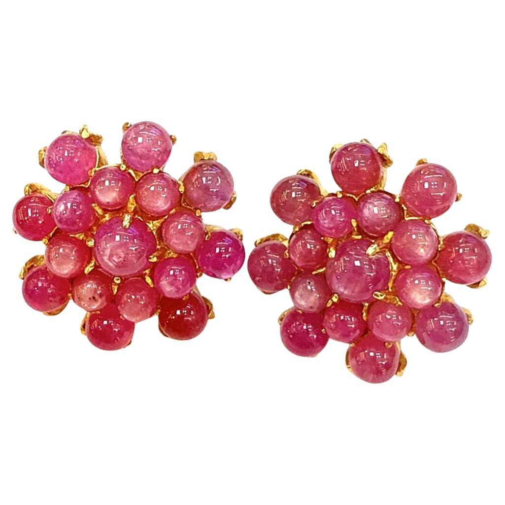 Bochic “Orient” Vintage Bubble Ruby Earrings Set 18K Gold & Silver

Natural Pink Ruby from Africa 
22.00 carats 

The earrings from the 
