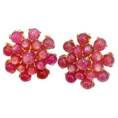 Bochic "Orient" Set di orecchini con rubini a bolla vintage in oro e argento 18 carati