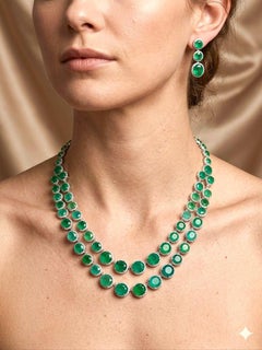 Collana vintage classica italiana “Orient” di Bochic con diamanti e smeraldi - Oro 18 carati e