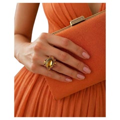 Bochic “Orient” Vintage Cognac Citrine, Sapphire & Diamond Cocktail Ring - 18K &