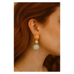 Bochic "Orient" Vintage Koralle, Perle &  Minze Jade Set in 18K Gold & Silber