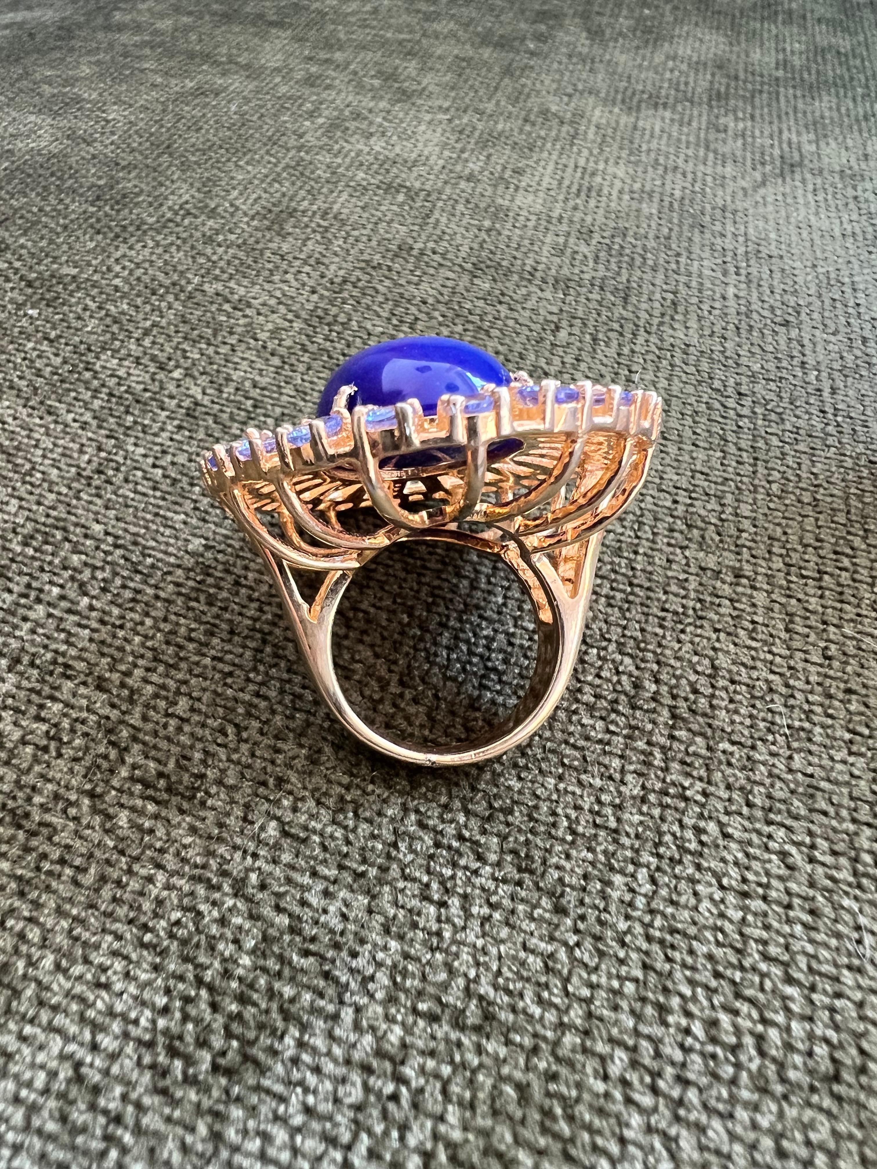 Bochic “Orient” Vintage Diamond, Blue Opal & Tanzanite Ring Set 18K Gold & Silve For Sale 3