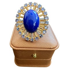Anillo Bochic "Orient" Vintage de diamantes, ópalo azul y tanzanita, oro de 18 quilates y plata