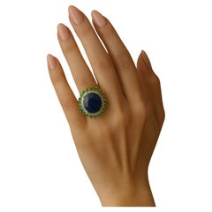 Bochic “Orient” Vintage Diamond, Blue Sapphire & Emerald Ring Set In 18K Gold &