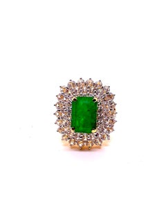 Bochic “Orient” Vintage Diamond & Emerald Ring — 18K Gold & Silver