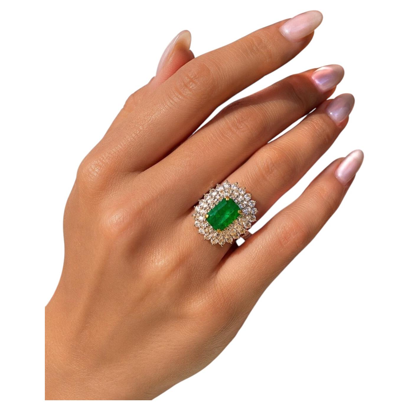 Bague vintage « Orient » de Bochic, sertie de diamants et d'émeraudes — Or 18 carats et argent