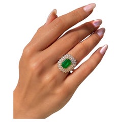 Bochic “Orient” Vintage Diamond & Emerald Ring — 18K Gold & Silver