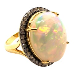 Bochic "Orient" Vintage Diamant & Feuer Opal Ring Set in 18K Gelbgold & Silber