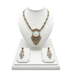 Bochic „Orient“ – Vintage-Set aus Halskette und Ohrringen mit Diamanten, Opalen und Fancy-Saphiren