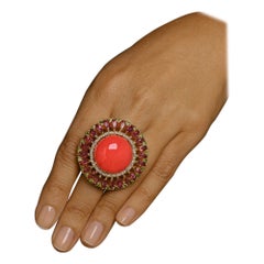 Bochic "Orient" Vintage Diamant & Orange Opal Ring Set in 18K & Silber