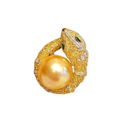 Anello vintage con diamanti, perle, zaffiri e smeraldi di Bochic "Orient" in oro 18K e