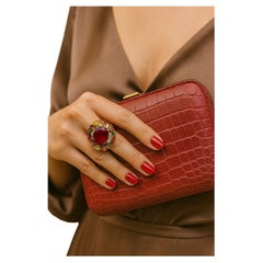 Bochic “Orient” Vintage Diamond, Ruby & Multi Sapphire Ring Set In 18K Gold & Si