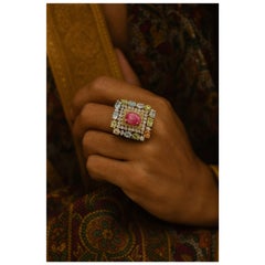 Bochic “Orient” Vintage Diamond, Ruby & Multi Sapphire Ring Set In 18K Gold&Silv Bochic “Orient” Vintage Diamond, Ruby & Multi Sapphire Ring Set In 18K Gold&Silv