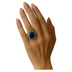 Bochic “Orient” Vintage Diamond, Sapphire & Emerald Ring Set In 18K Gold & Silve