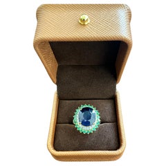 Bochic “Orient” Vintage Diamond, Sapphire & Emerald Ring Set In 18K Gold & Silve