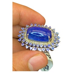 Anillo de cóctel Bochic "Orient" Vintage de oro macizo de 18 quilates con diamantes y tanzanita