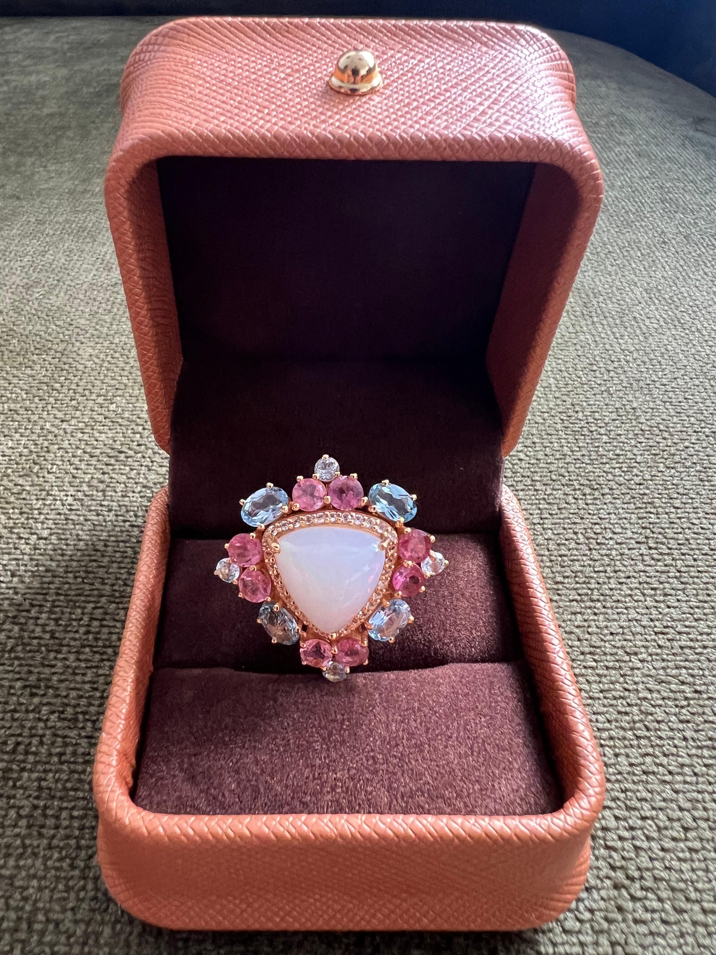 Art Deco Bochic “Orient” Vintage Diamond, Tanzanite & Sapphire Ring Set 18K Gold & Silver For Sale