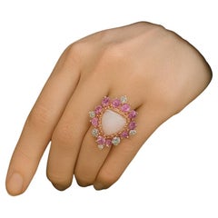 Bochic “Orient” Vintage Diamond, Tanzanite & Sapphire Ring Set 18K Gold & Silver