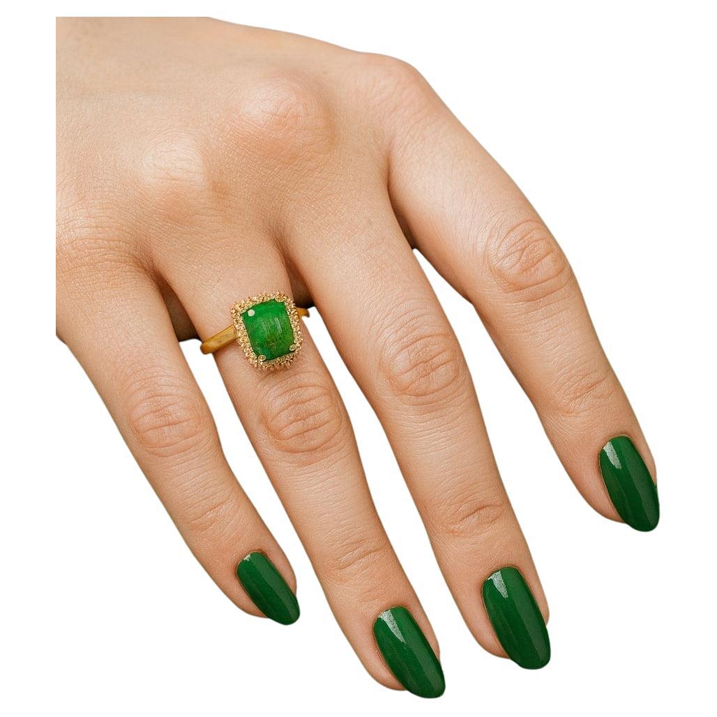 Anello Bochic "Orient" con smeraldo e diamante d
epoca in oro e argento 18 carati in vendita