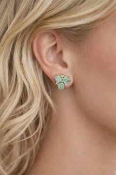 Bochic “Orient” Vintage Emerald 
Rose Cut Diamond Earrings Set 18K Gold 
Silve