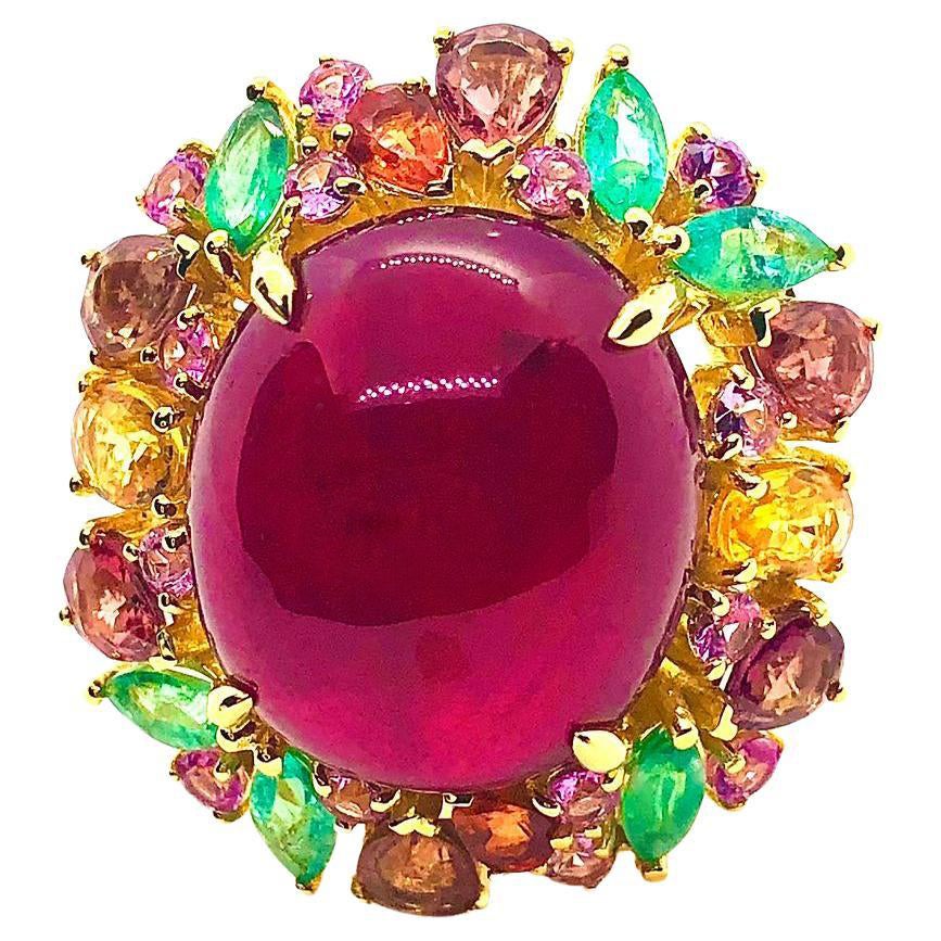 Bochic "Orient" Vintage Smaragd, Rubin
Orange Saphir Cocktail Ring 18K Gold &