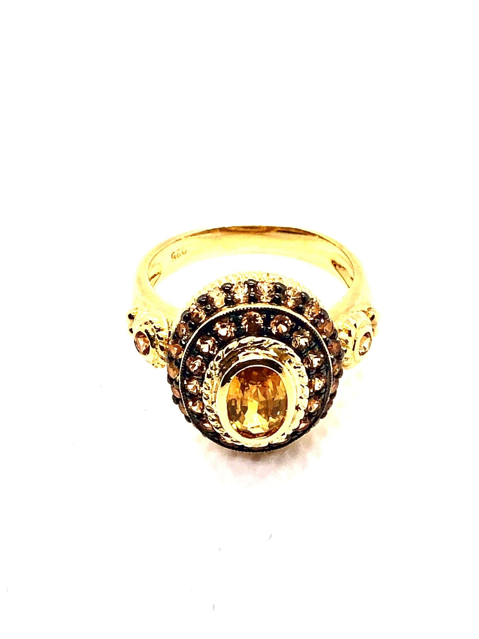 Bochic “Orient” Vintage Fancy Yellow Sapphire Ring Set In 18K Gold & Silver For Sale 8