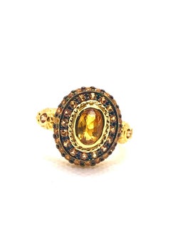 Bochic “Orient” Vintage Fancy Yellow Sapphire Ring Set In 18K Gold & Silver