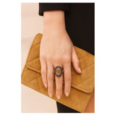 Bochic “Orient” Vintage Fancy Yellow Sapphire Ring Set In 18K Gold & Silver