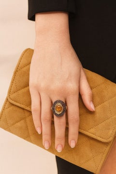 Bochic “Orient” Vintage Fancy Yellow Sapphire Ring Set In 18K Gold & Silver