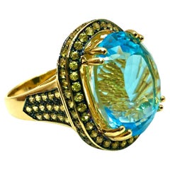 Bochic "Orient" Vintage Multi Citrin & Blau Topas Ring Set 18K & Silber