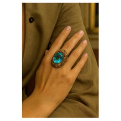 Bochic "Orient" Vintage Multi Fancy Color Sapphire & Topaz Ring Set 18K & Silver