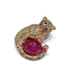 Broche Bochic "Orient" Vintage Multi Fancy Zafiro y Rubí - Oro de 18 quilates y Plata