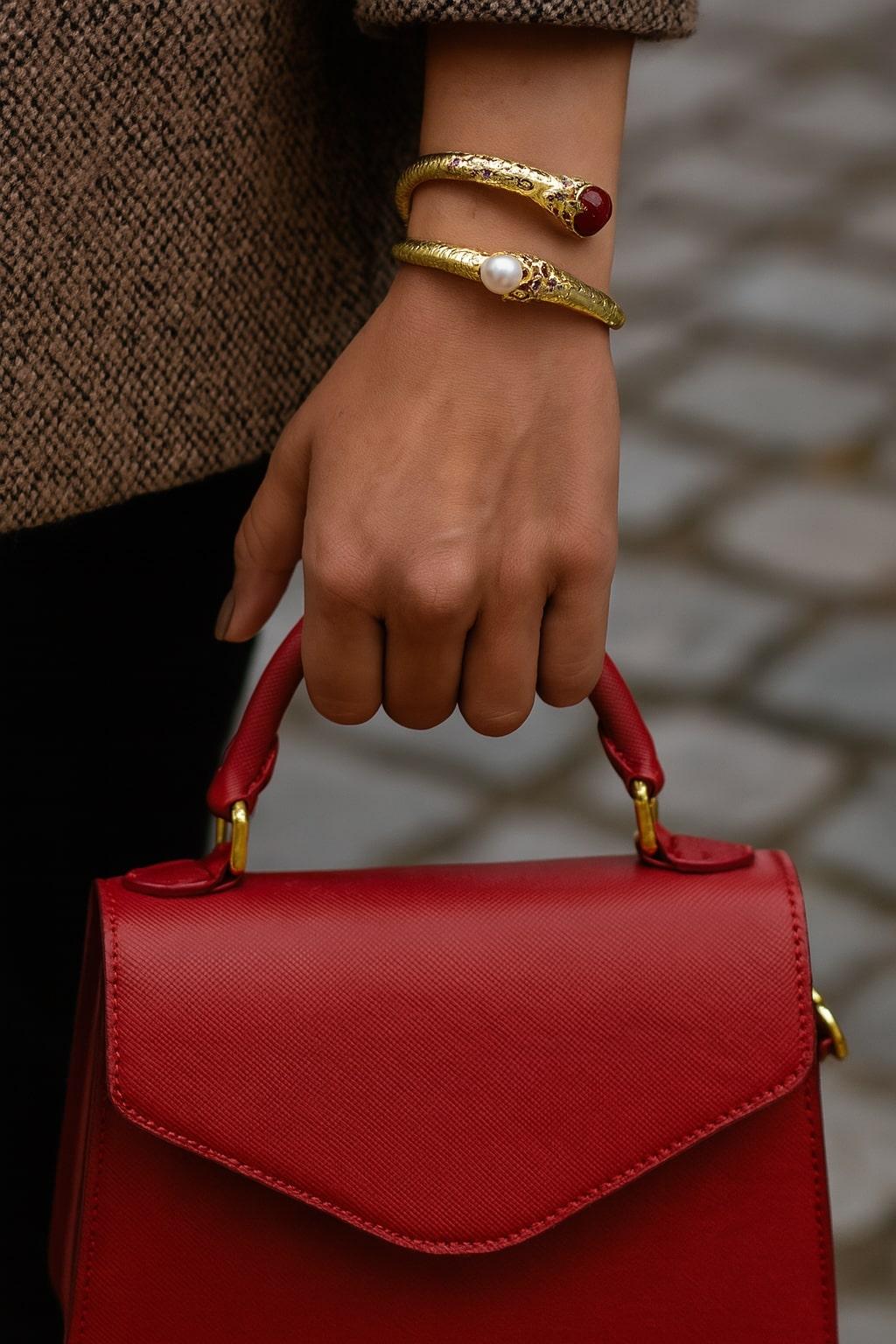 Bochic “Orient” Vintage Multi Sapphire & Pearl Bangle Set in 18K Gold & Silver For Sale 7