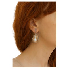 Orecchini vintage con zaffiri multipli e perle bianche barocche di Bochic "Orient" in 18 carati