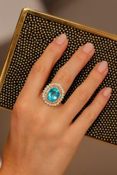 Bochic “Orient” Vintage Natural Blue & White Topaz Ring Set 18K & Silver