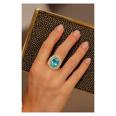 Bochic "Orient" Vintage Natural Blue & White Topaz Ring Set 18K & Silver