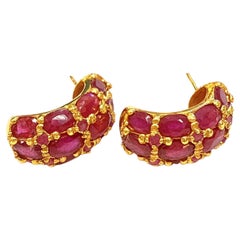 Bochic “Orient” Vintage Natural Bubble Ruby Earrings 18K Gold & Silver
