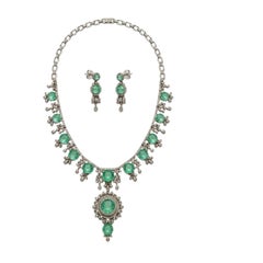 Parure vintage « Orient » de Bochic, avec diamants naturels et émeraudes – Or 18 carats et argent