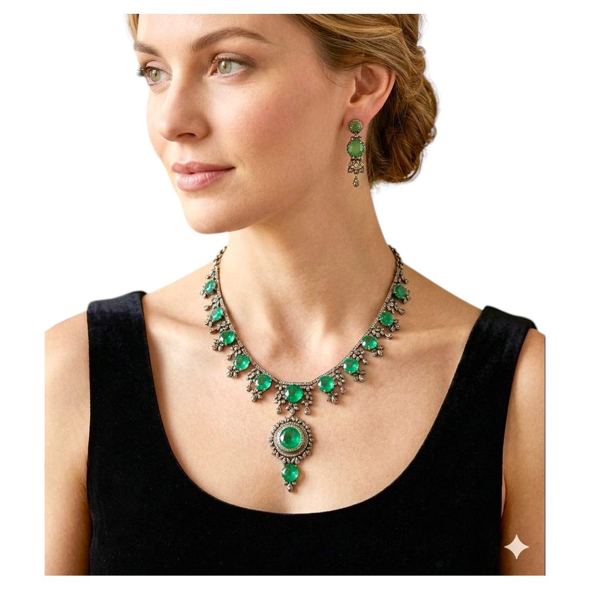 Set vintage “Orient” di Bochic con diamanti naturali e smeraldi - Oro 18 carati e argento